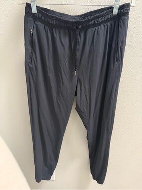Women's Black Track Pants with Elastic Waist and Zip Pockets